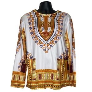 NWT Whatlees Daishiki Print Long Sleeve Shirt (Size:XXL, Color:Multi)
